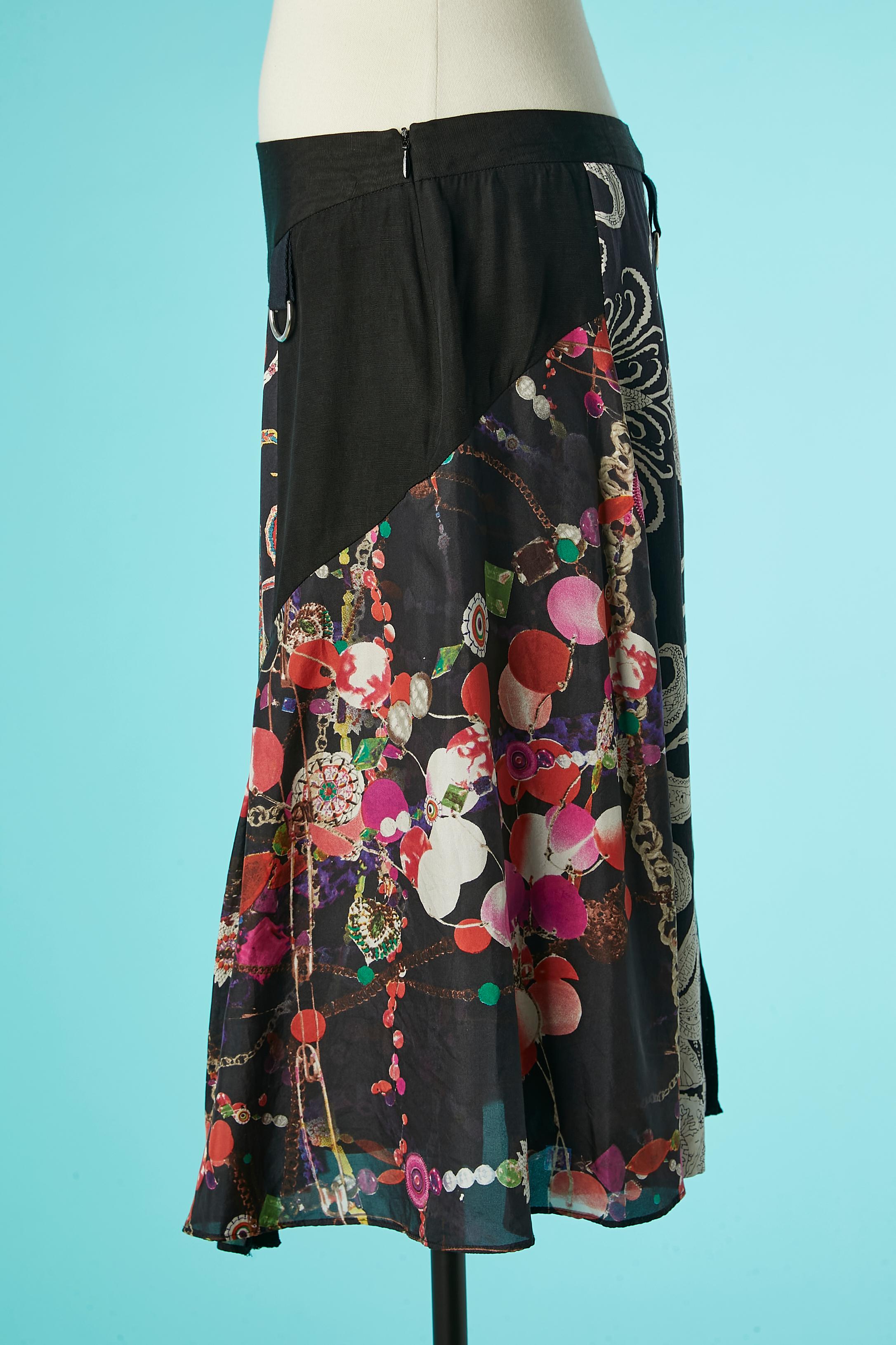 Women's Printed and pleated skirt with cut-work Christian Lacroix Bazar  For Sale