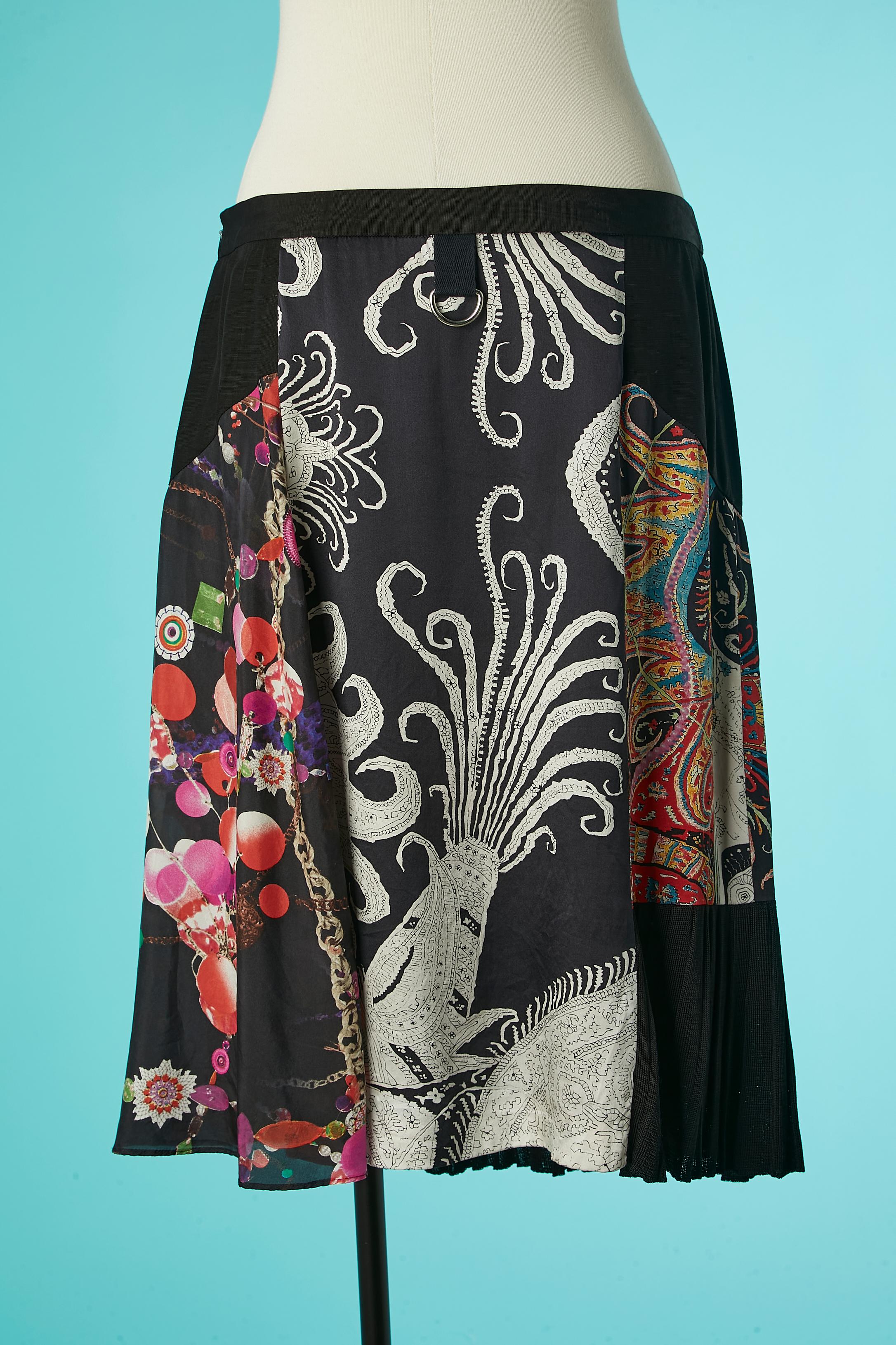 Printed and pleated skirt with cut-work Christian Lacroix Bazar  For Sale 1