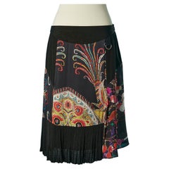 Printed and pleated skirt with cut-work Christian Lacroix Bazar 