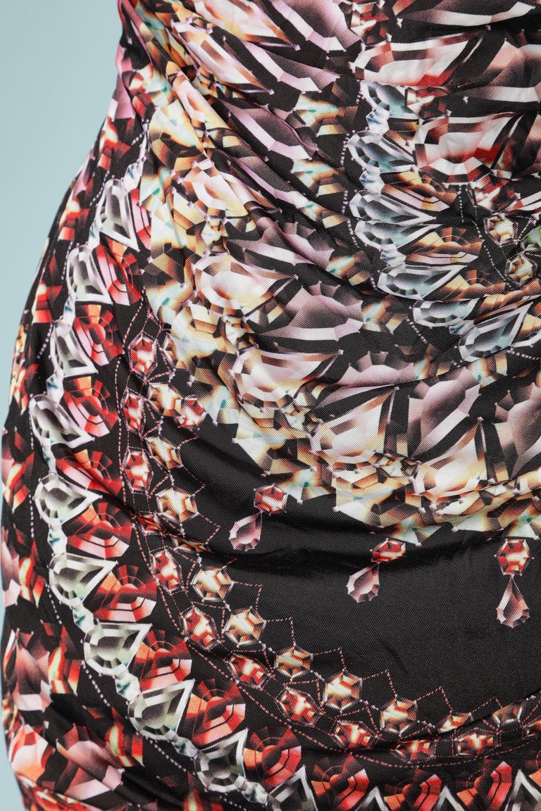Printed asymmetrical cocktail dress with embroideries David Meister For  Sale at 1stDibs