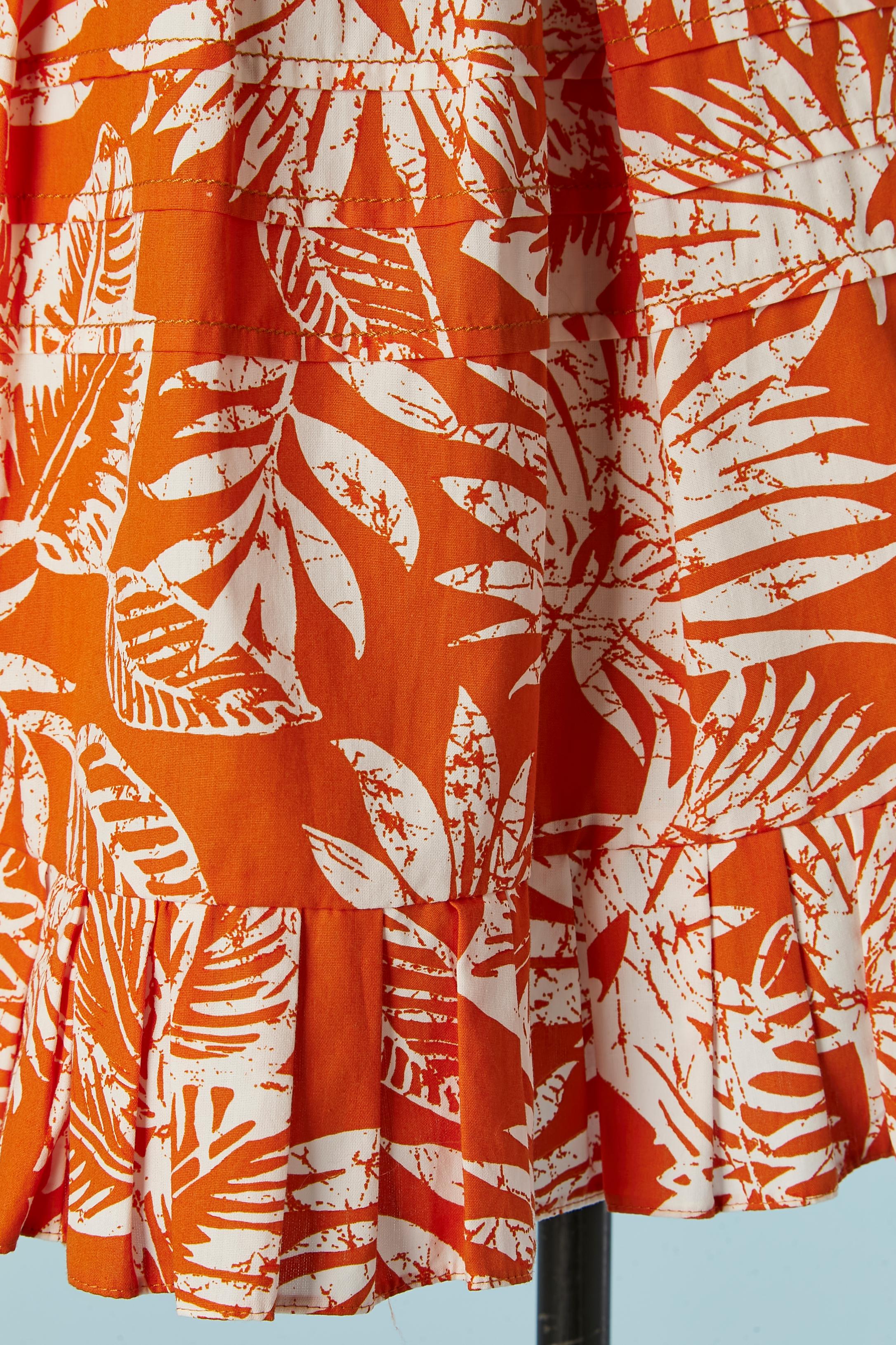 Orange Robe en coton imprimé dos nu avec volants Christian Dior en vente