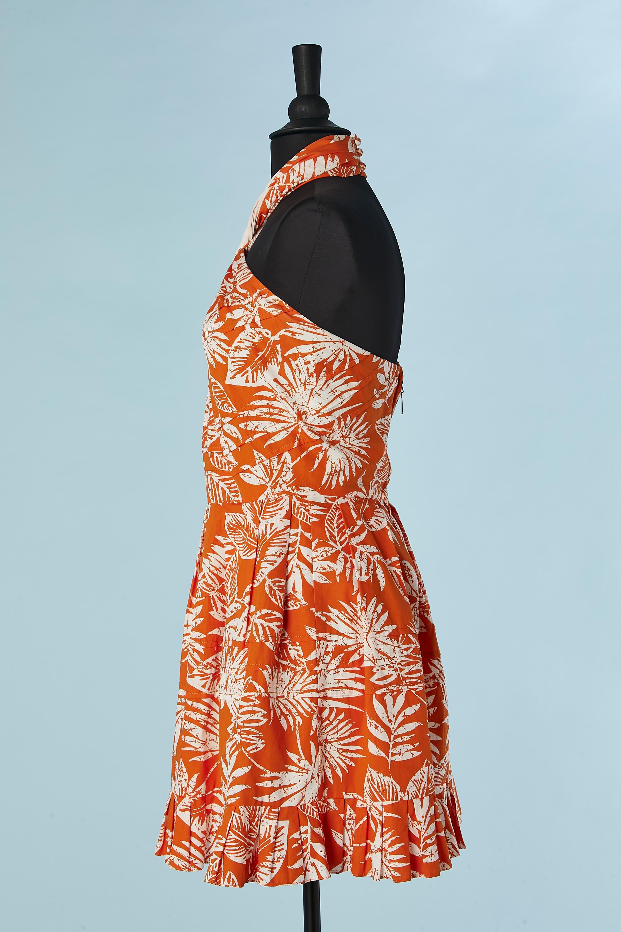Robe en coton imprimé dos nu avec volants Christian Dior Excellent état - En vente à Saint-Ouen-Sur-Seine, FR