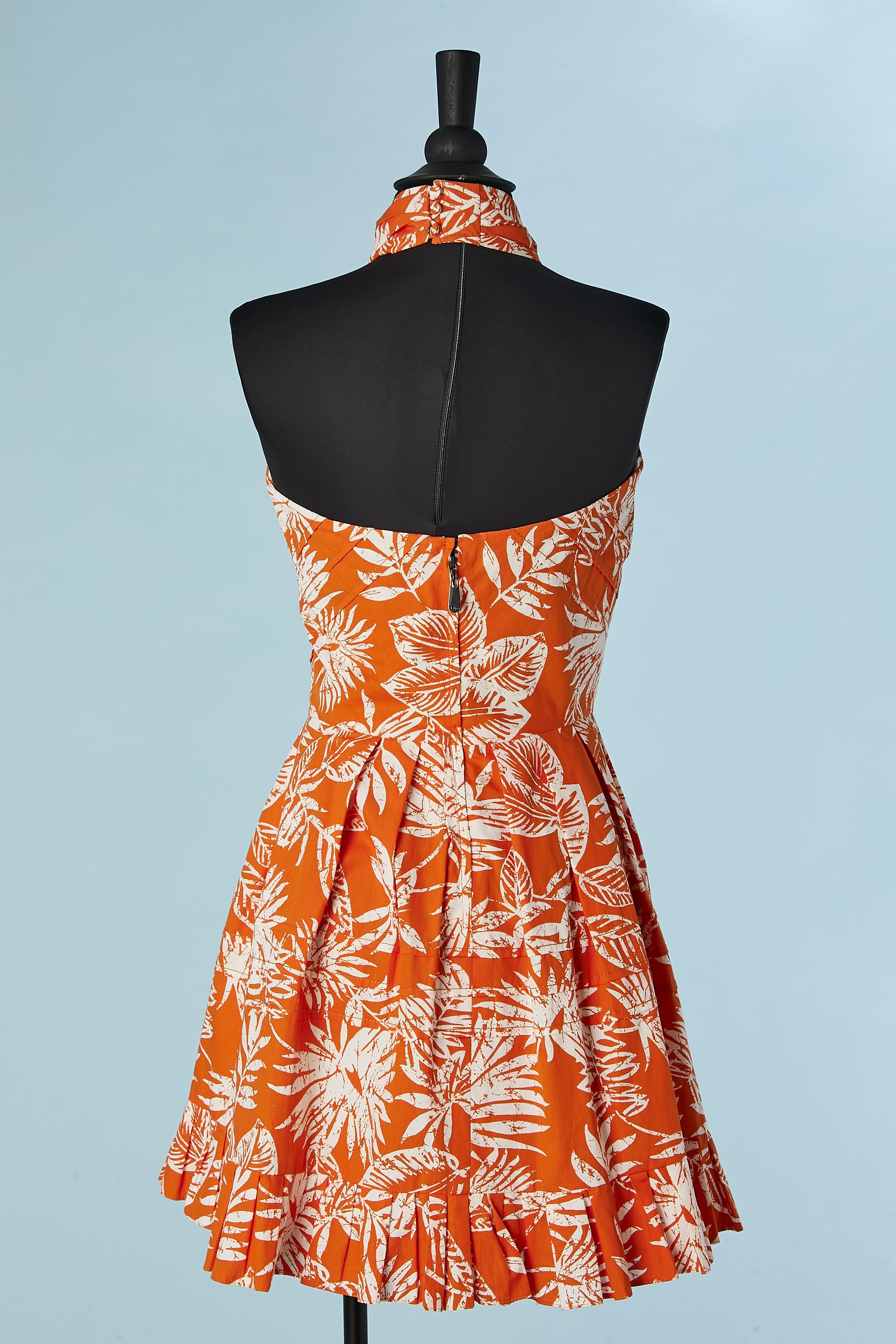 Robe en coton imprimé dos nu avec volants Christian Dior Pour femmes en vente