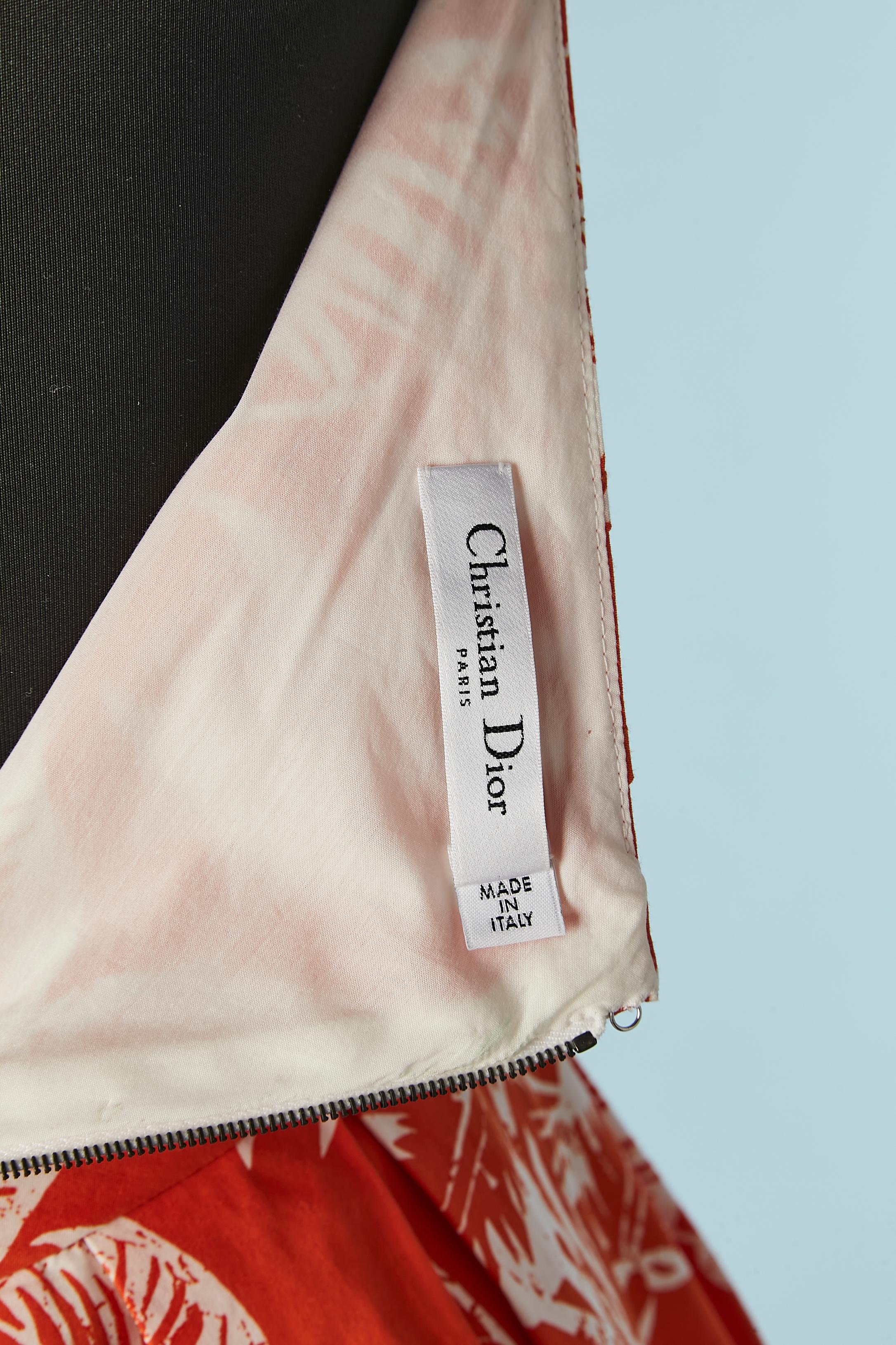 Robe en coton imprimé dos nu avec volants Christian Dior en vente 2
