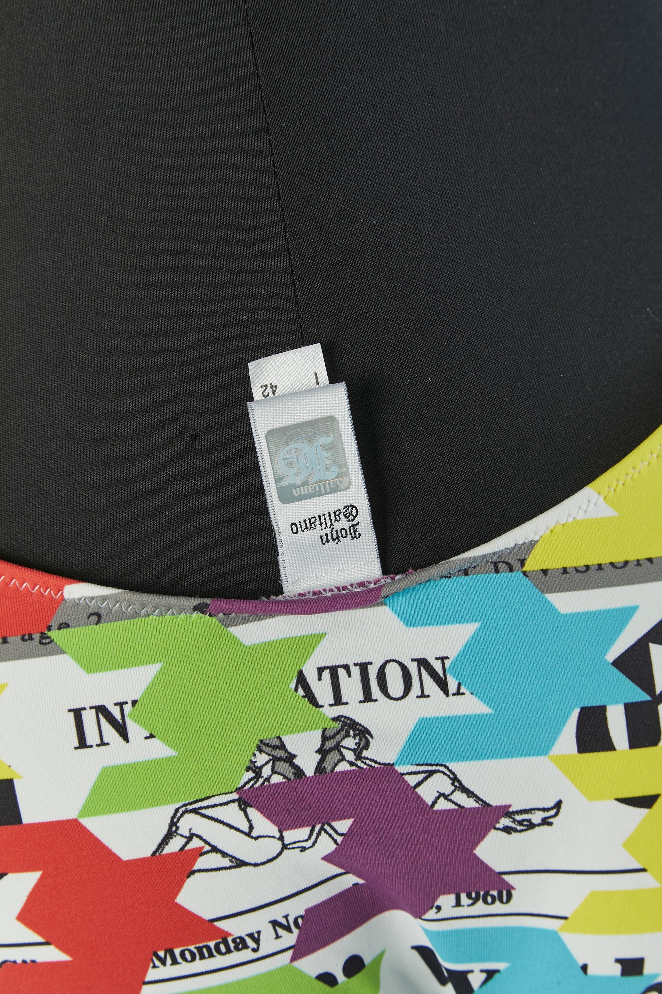 Bedruckter rückenfreier Badeanzug mit blauer Rüsche GALLIANO im Angebot 2