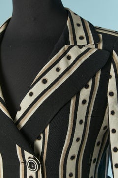 Printed black & white double breasted linen coat  Emanuel UNGARO Parallèle