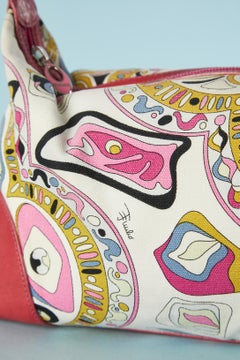 Printed canevas and red leather handbag Emilio PUCCI