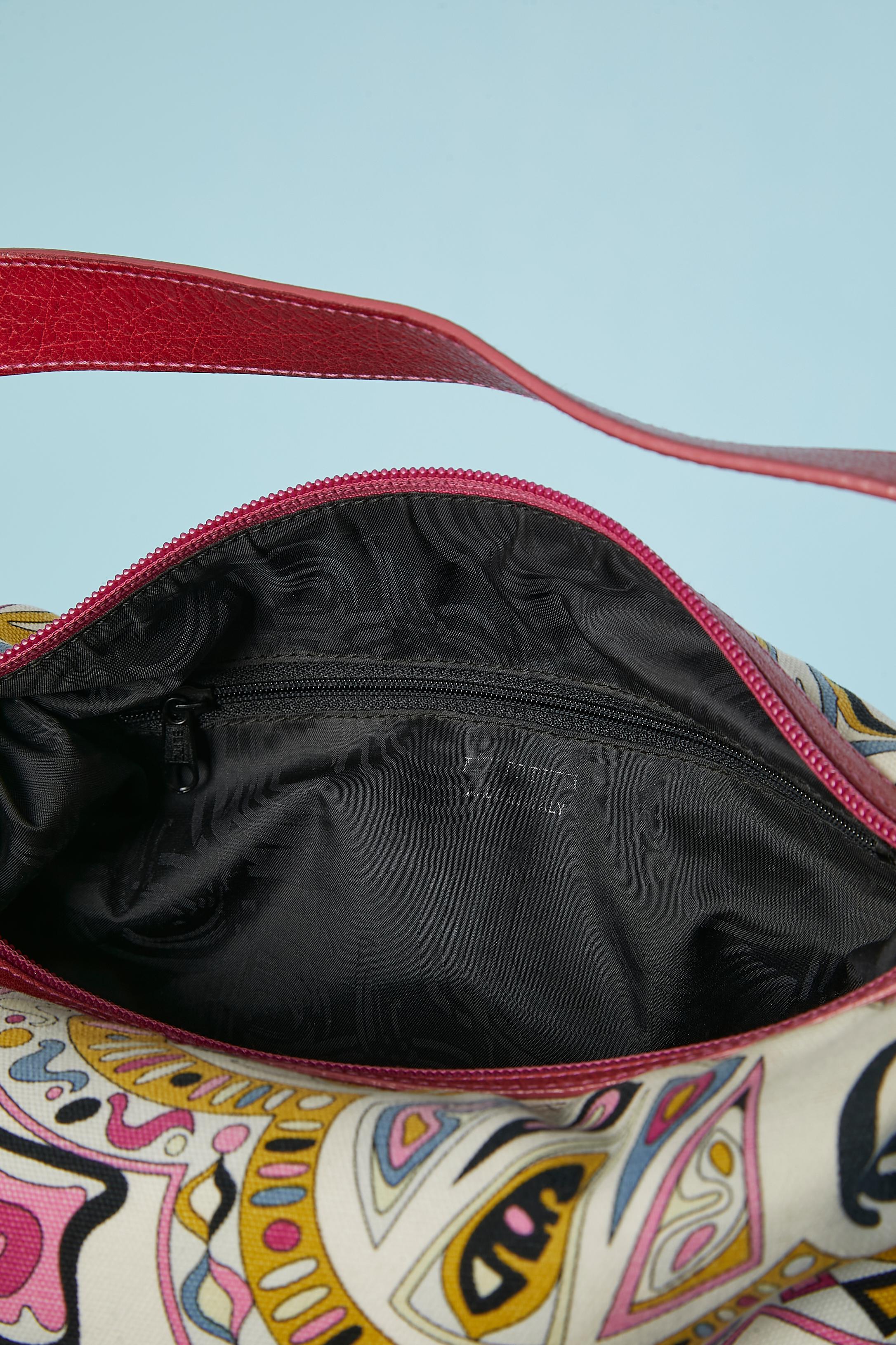 Printed canevas and red leather handbag Emilio PUCCI  For Sale 3