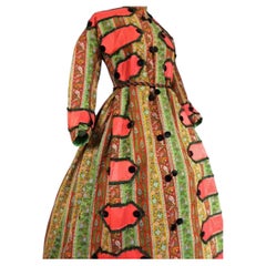 Printed challis Paisley Crinoline Dress Circa 1860