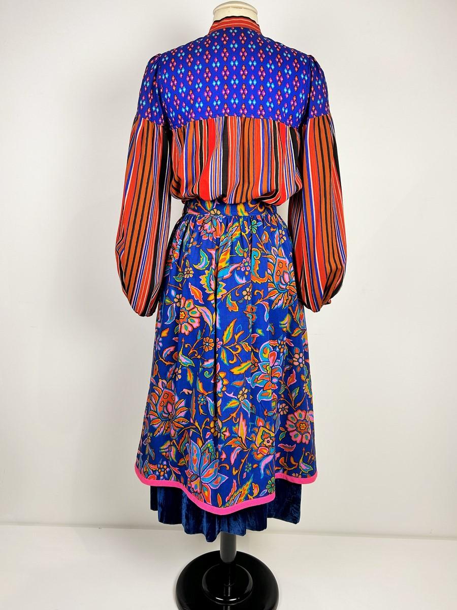 Printed challis Skirt suit by Yves Saint Laurent - Opera Ballets Russes A/W 1976 For Sale 6