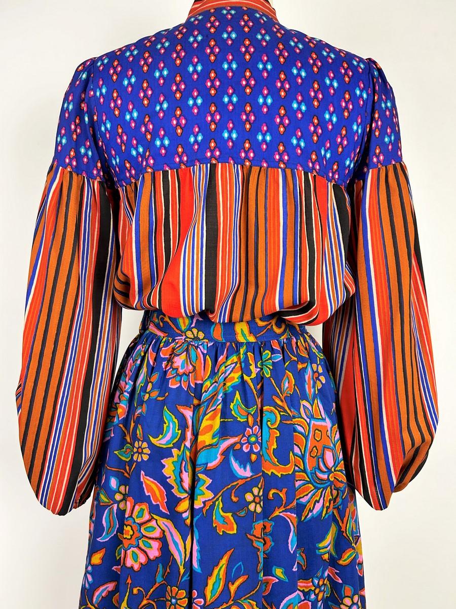 Printed challis Skirt suit by Yves Saint Laurent - Opera Ballets Russes A/W 1976 For Sale 7