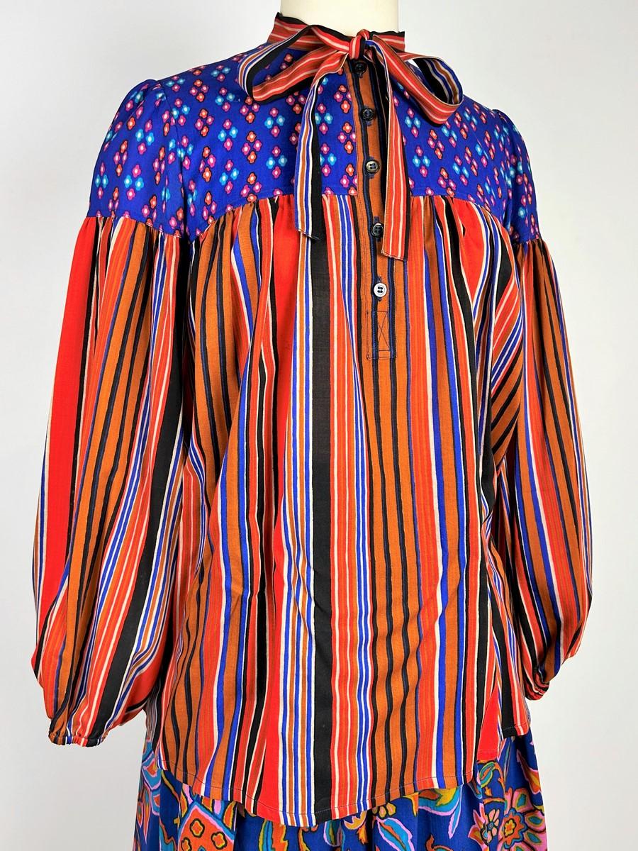 Printed challis Skirt suit by Yves Saint Laurent - Opera Ballets Russes A/W 1976 For Sale 9