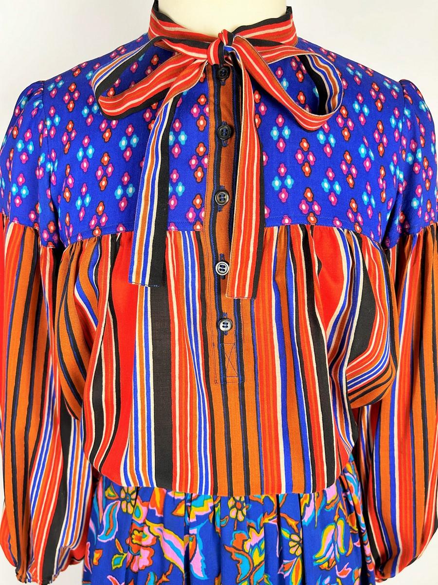 Printed challis Skirt suit by Yves Saint Laurent - Opera Ballets Russes A/W 1976 For Sale 2