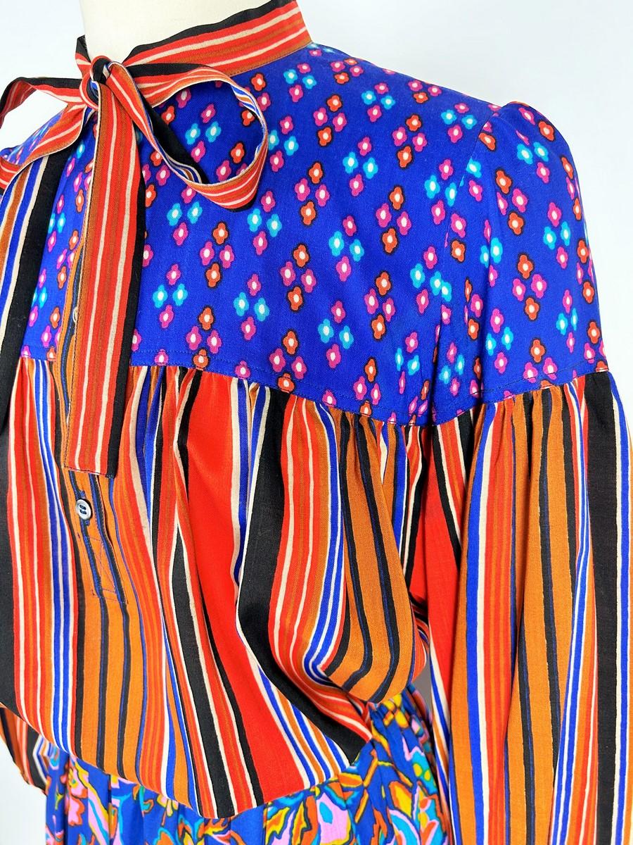 Printed challis Skirt suit by Yves Saint Laurent - Opera Ballets Russes A/W 1976 For Sale 3
