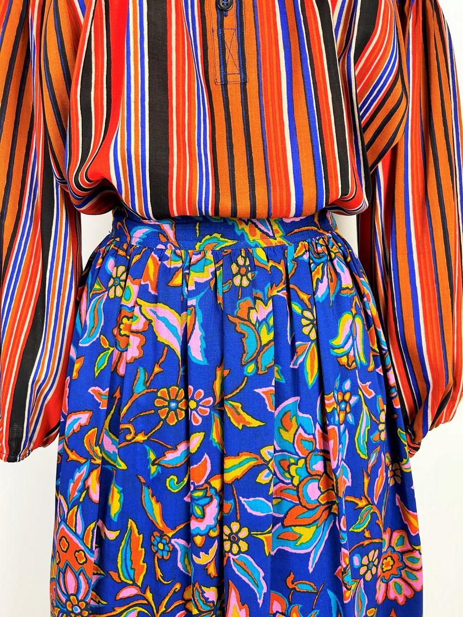 Printed challis Skirt suit by Yves Saint Laurent - Opera Ballets Russes A/W 1976 For Sale 4