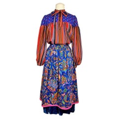 Printed challis Skirt suit by Yves Saint Laurent - Opera Ballets Russes A/W 1976
