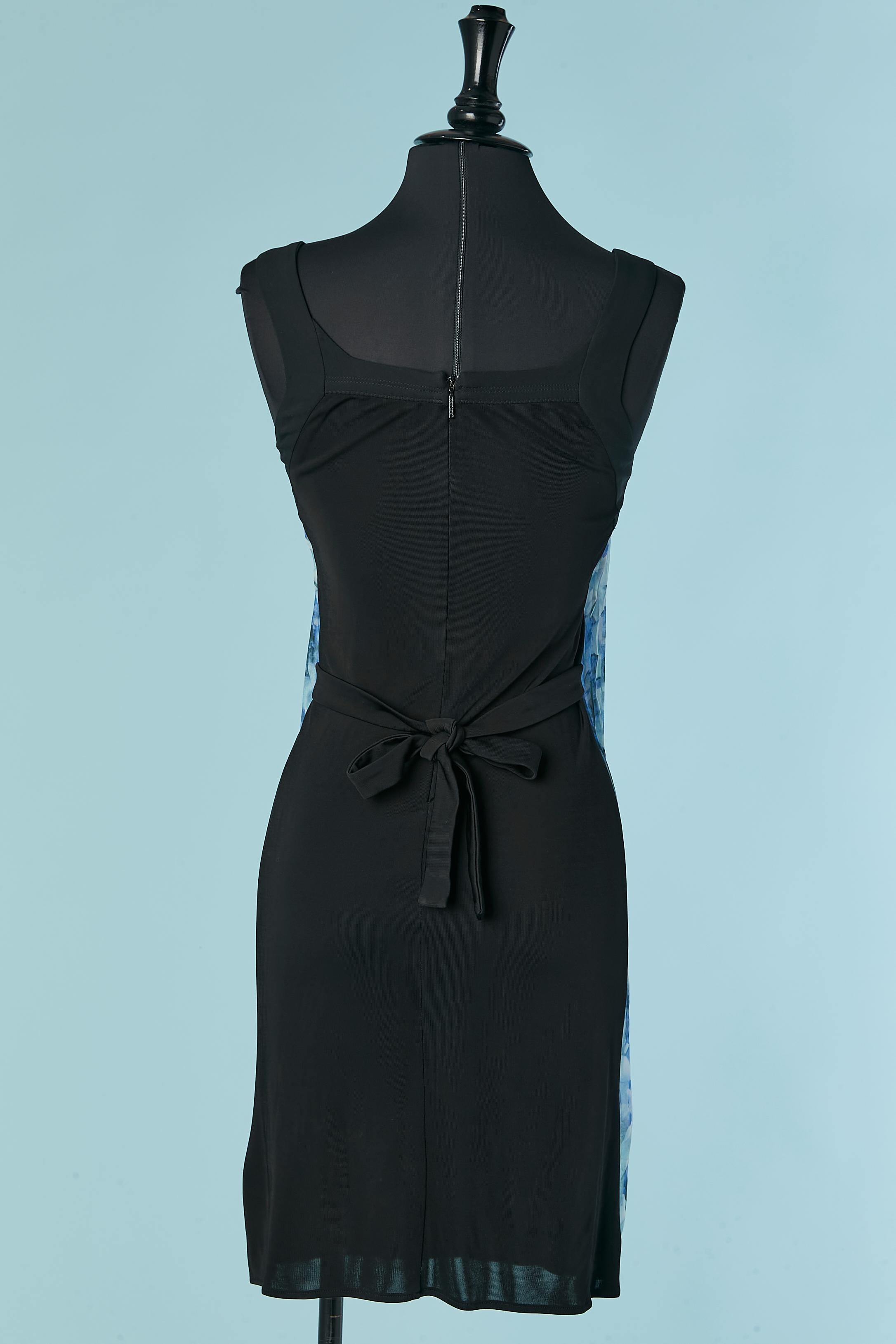 Printed chiffon cocktail dress with black fabric on the back Roberto Cavalli For Sale 2
