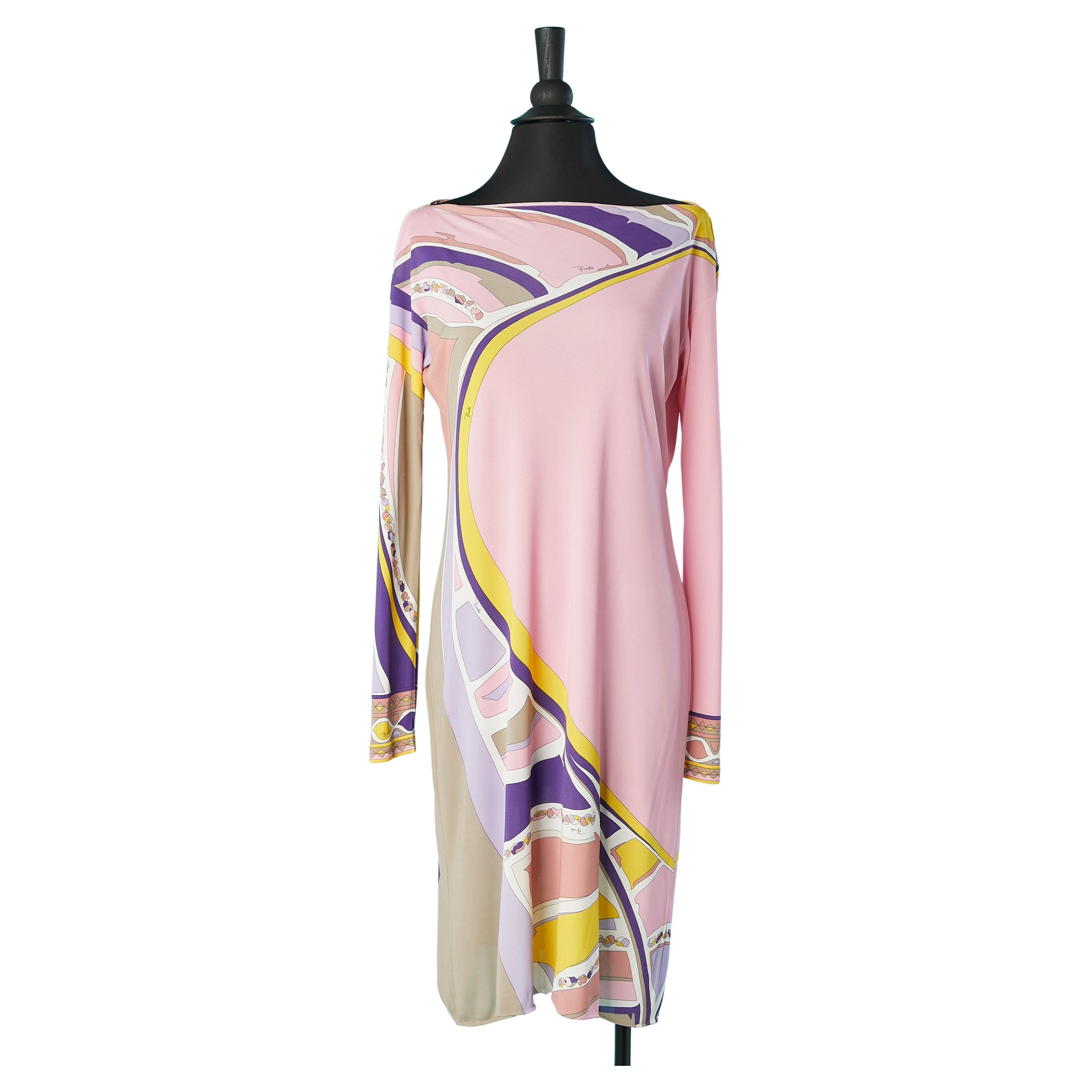 Printed cocktail day dress Emilio Pucci Circa 2000 For Sale