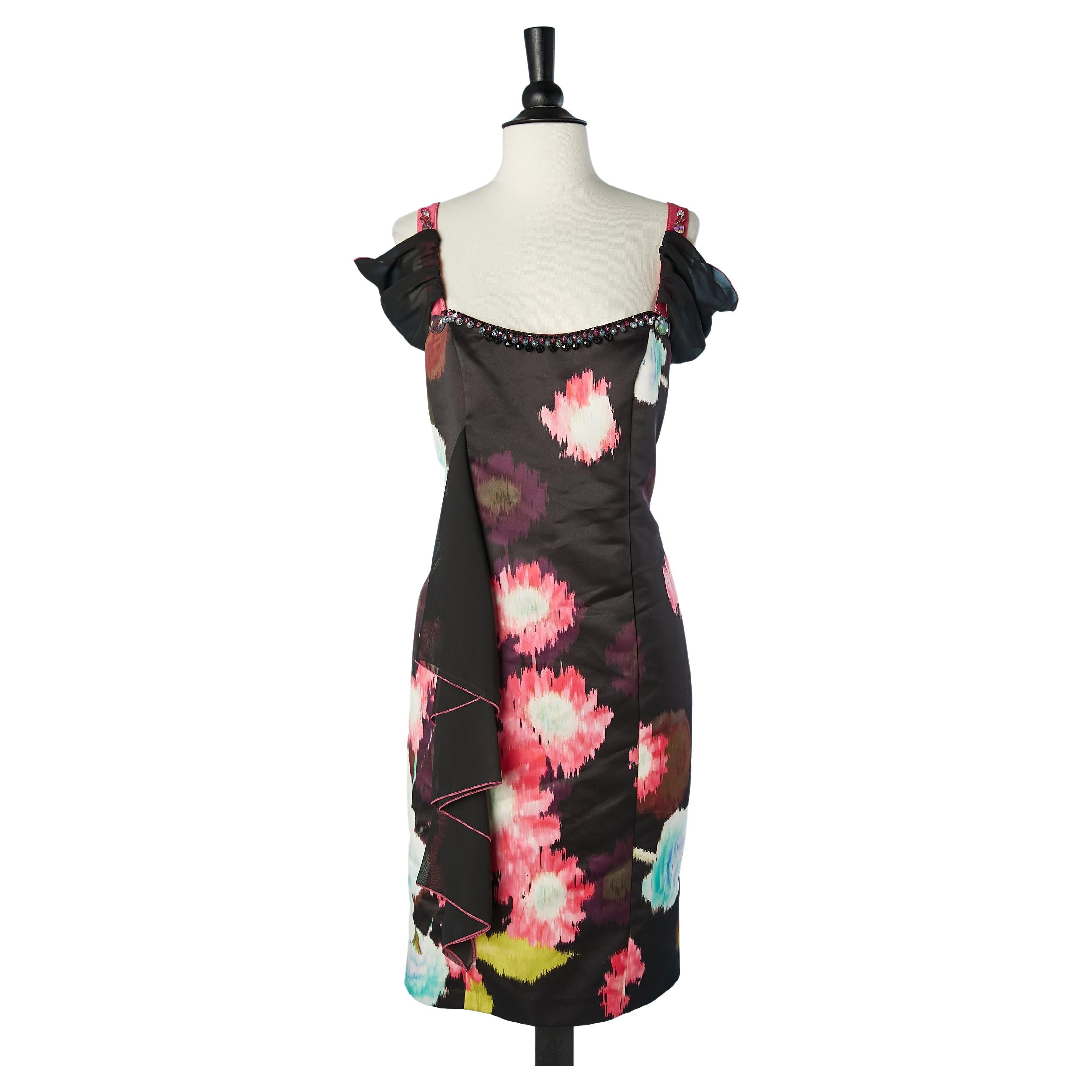 Printed cocktail dress with beaded work Lancetti NEW  For Sale