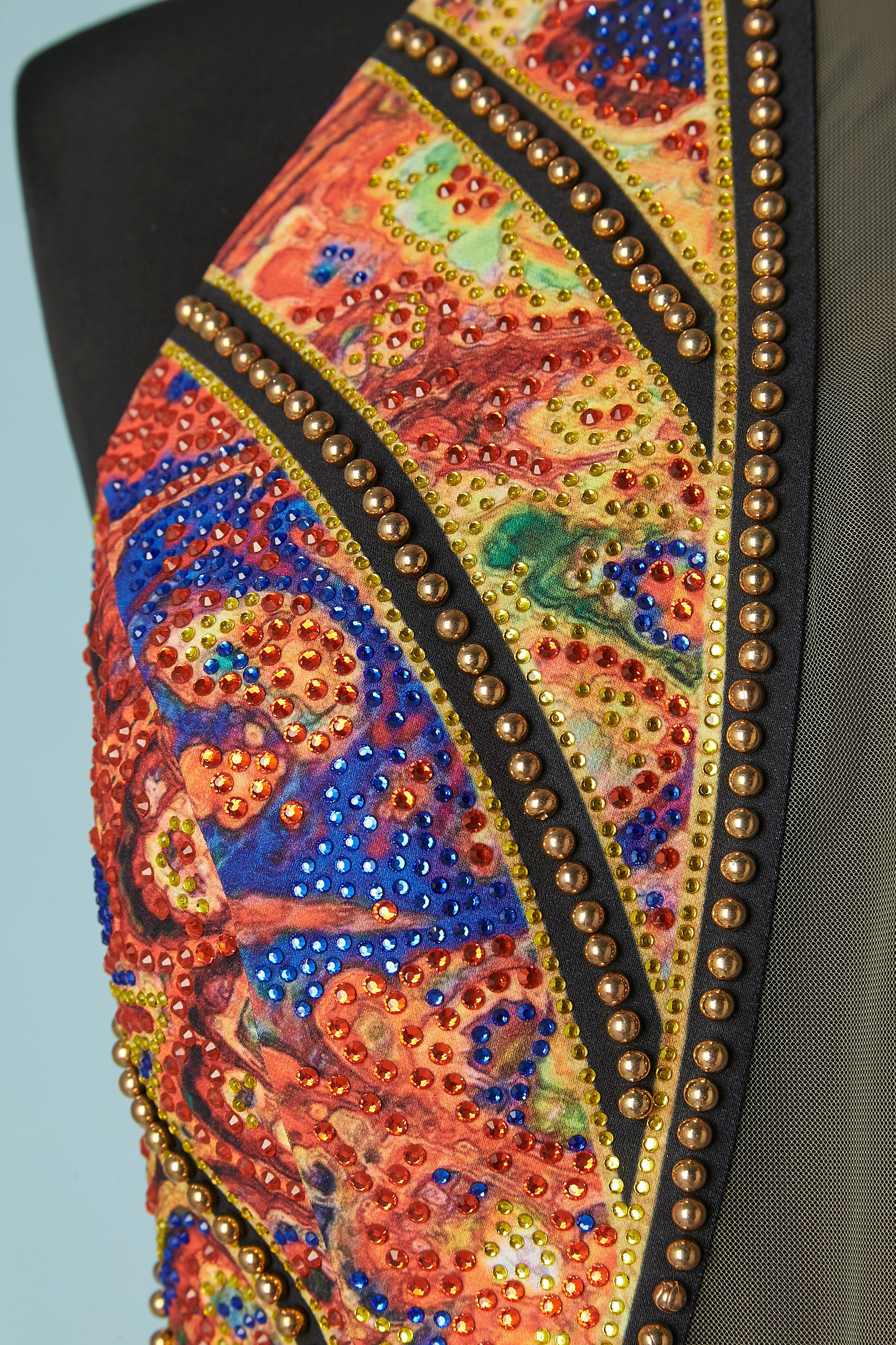 Impreso  Vestido de cóctel con abalorios y pedrería Gai Mattiolo Marrón en venta