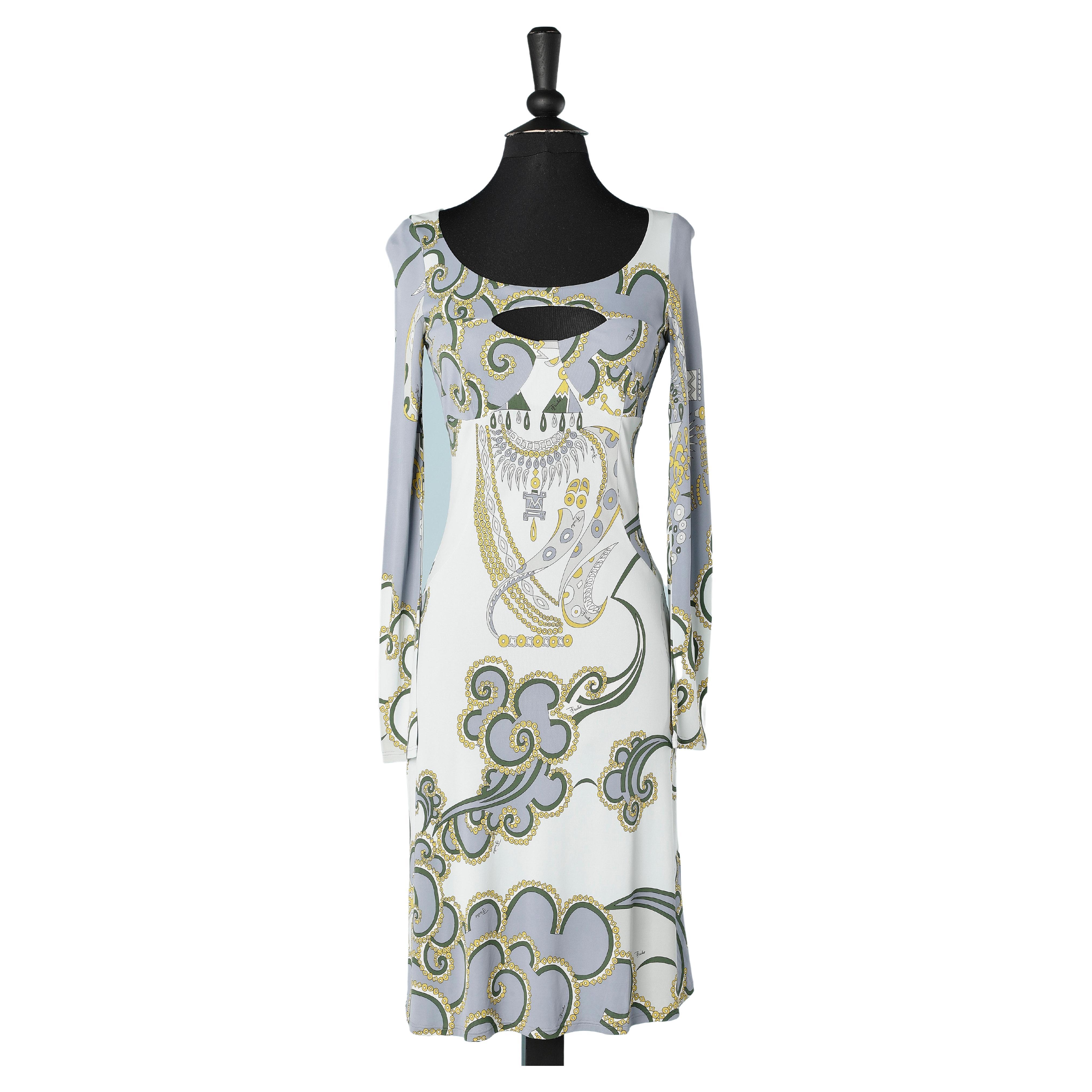 Printed cocktail dress with cut work on the bust Emilio Pucci  For Sale