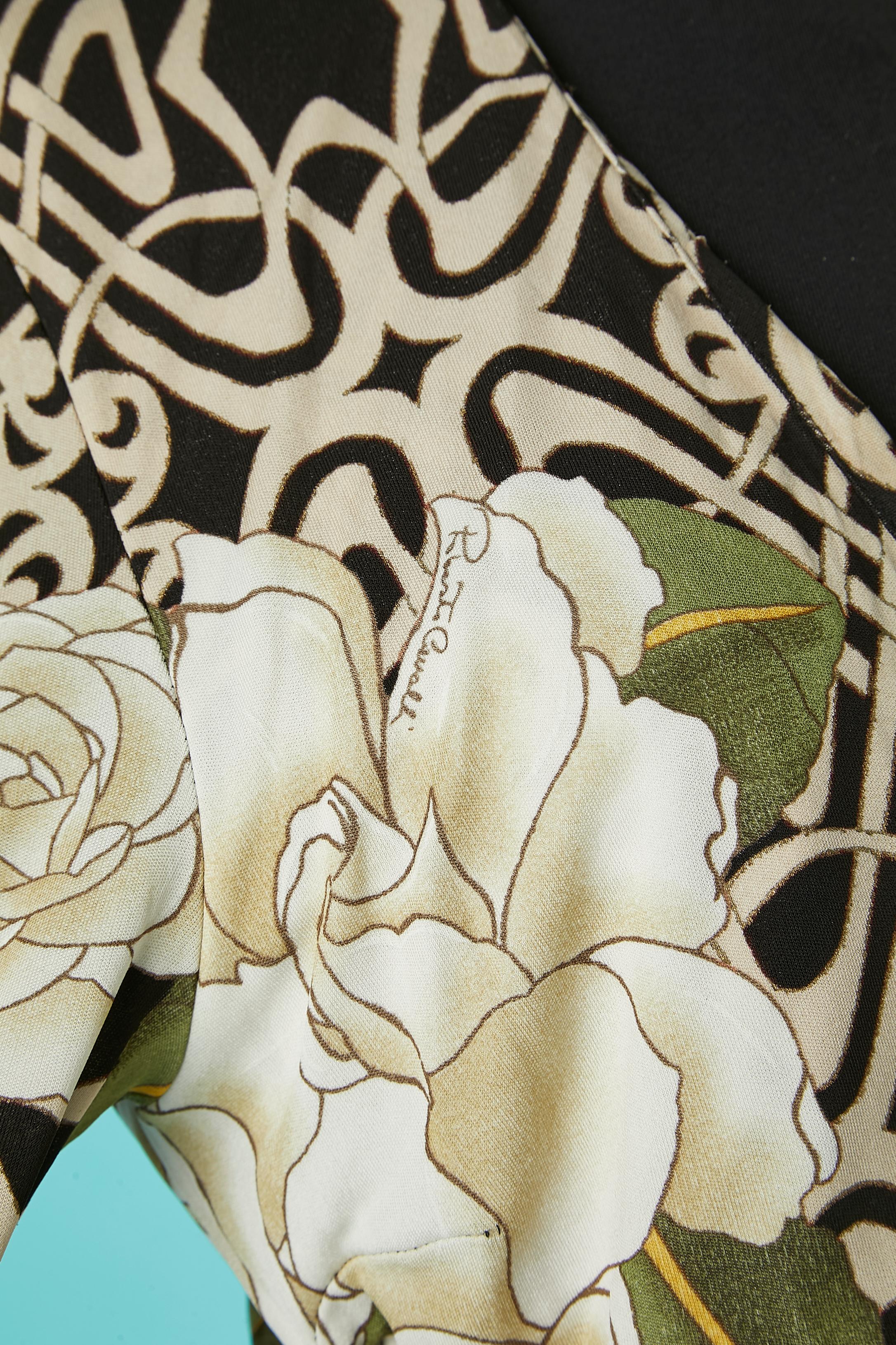 Brown Printed cocktail dress with drape belt and rhinestone buckle Roberto Cavalli For Sale