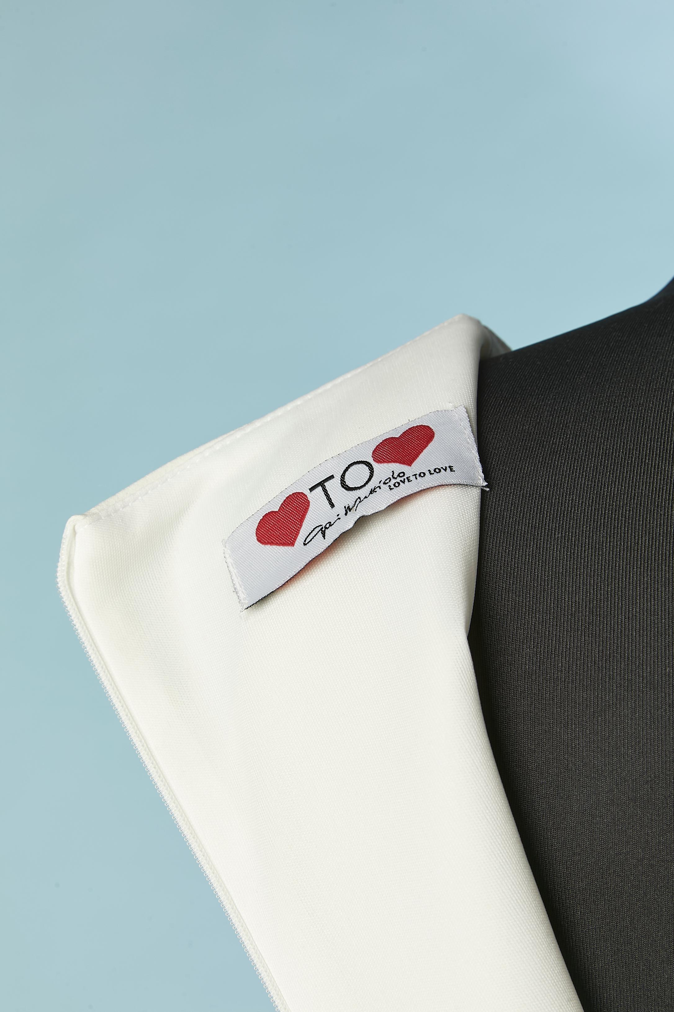 Abito da cocktail stampato con strass e tulle Gai Mattiolo Love to Love in vendita 3