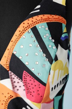 Printed cocktail dress with rhinestone on the front Love to Love/Gai Mattiolo