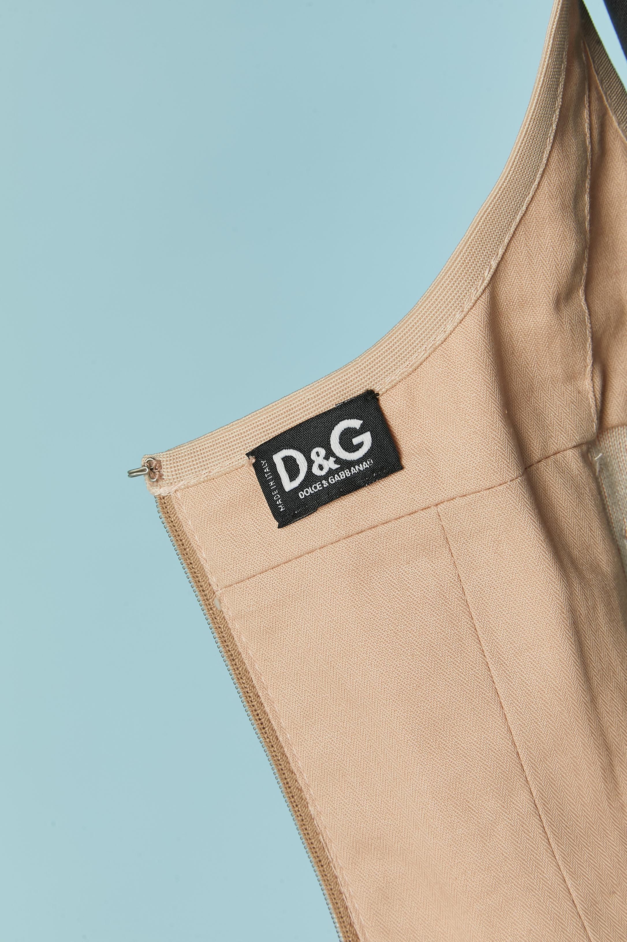 Printed cotton and leather bustier with cut-work D&G by Dolce & Gabbana For Sale 2