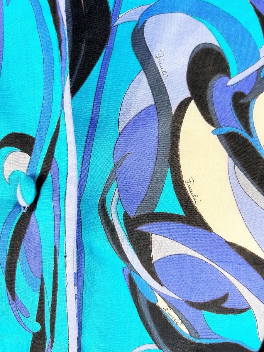 Printed cotton blouse and skirt set by Emilio Pucci - Circa 1970-1980 For Sale 8