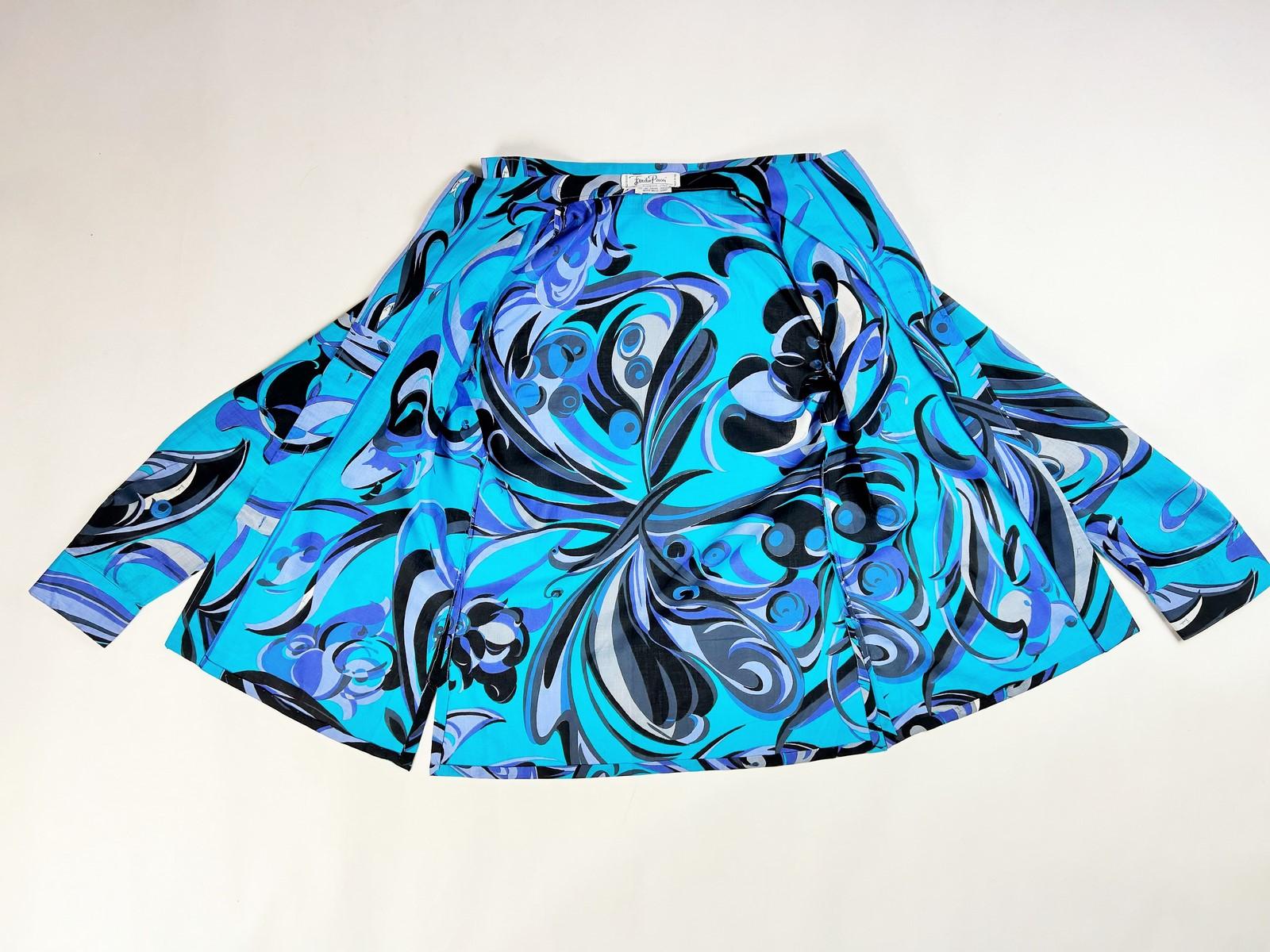Printed cotton blouse and skirt set by Emilio Pucci - Circa 1970-1980 For Sale 9