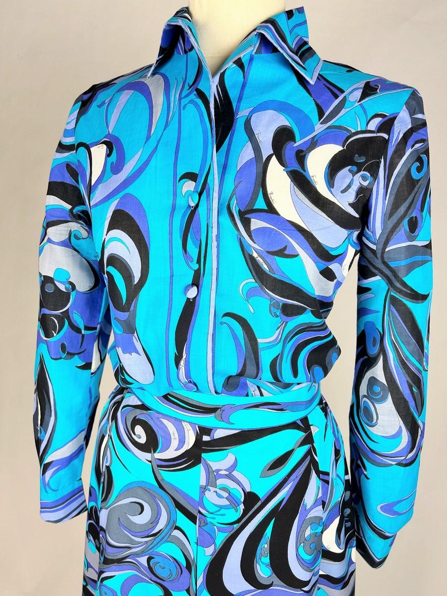 Printed cotton blouse and skirt set by Emilio Pucci - Circa 1970-1980 For Sale 2