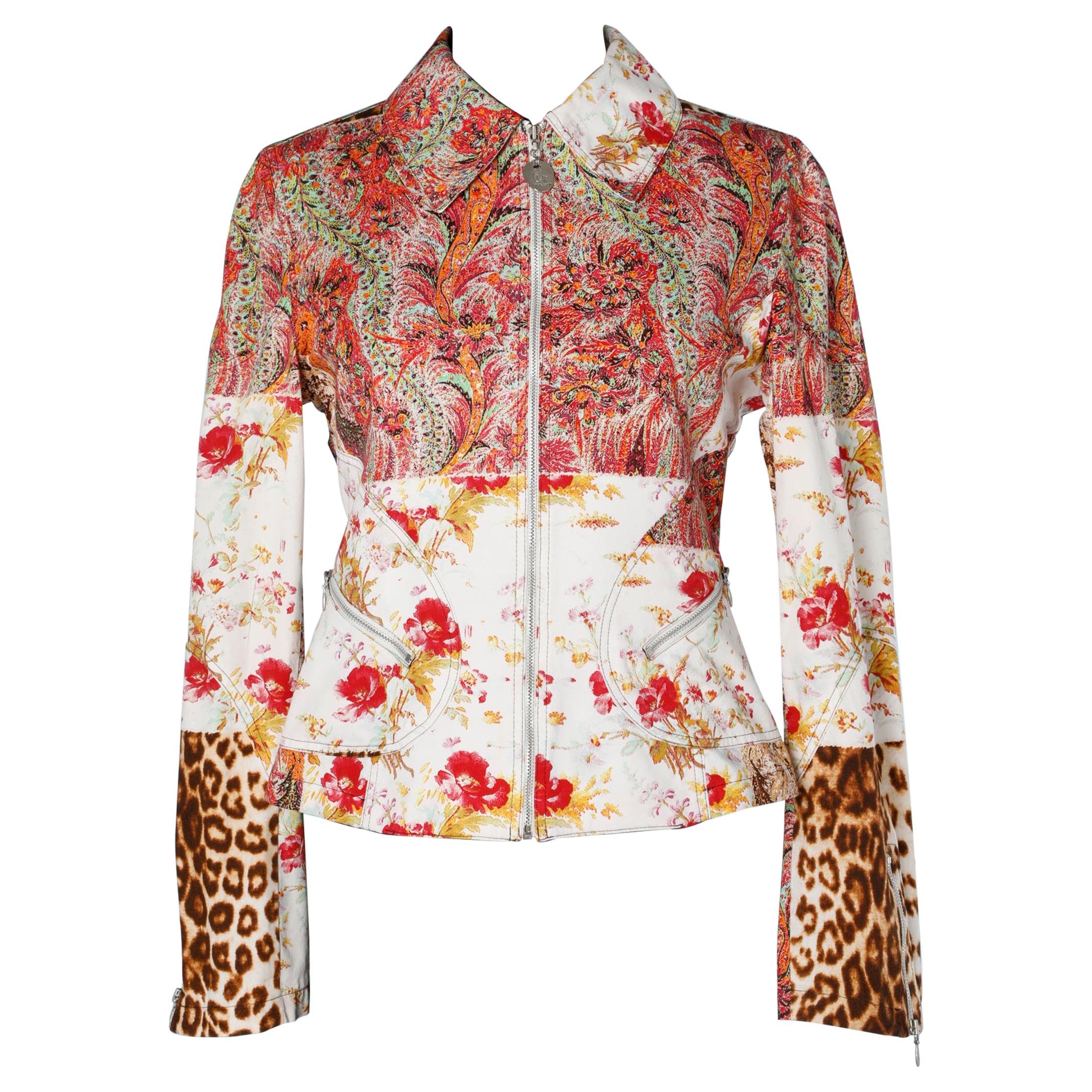 Printed cotton blouson Class by Roberto Cavalli  For Sale