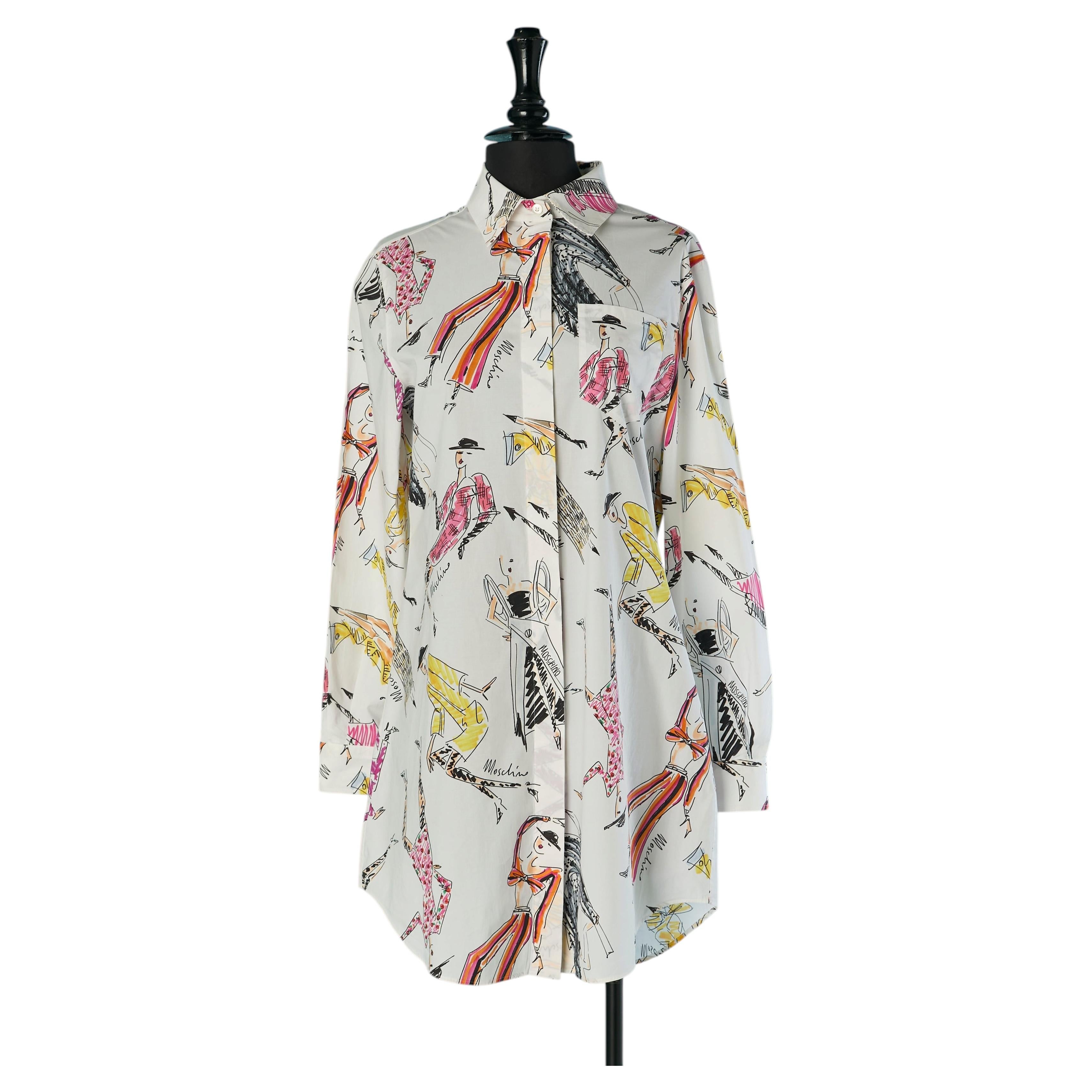 Chemise en coton imprimé - robe MOSCHINO COUTURE en vente