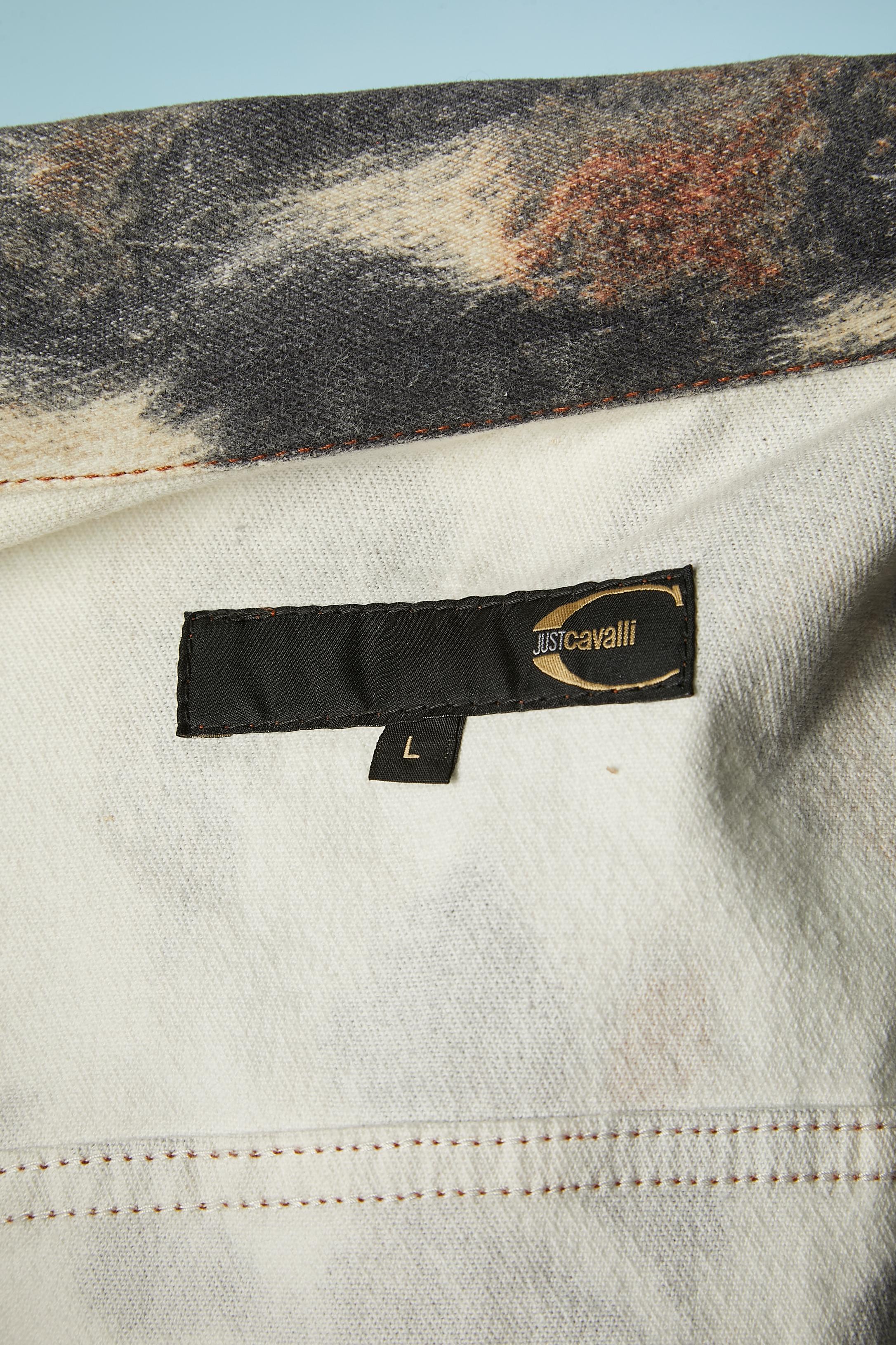 Giacca in cotone stampato con tessuto e bottoni firmati Just Cavalli in vendita 5
