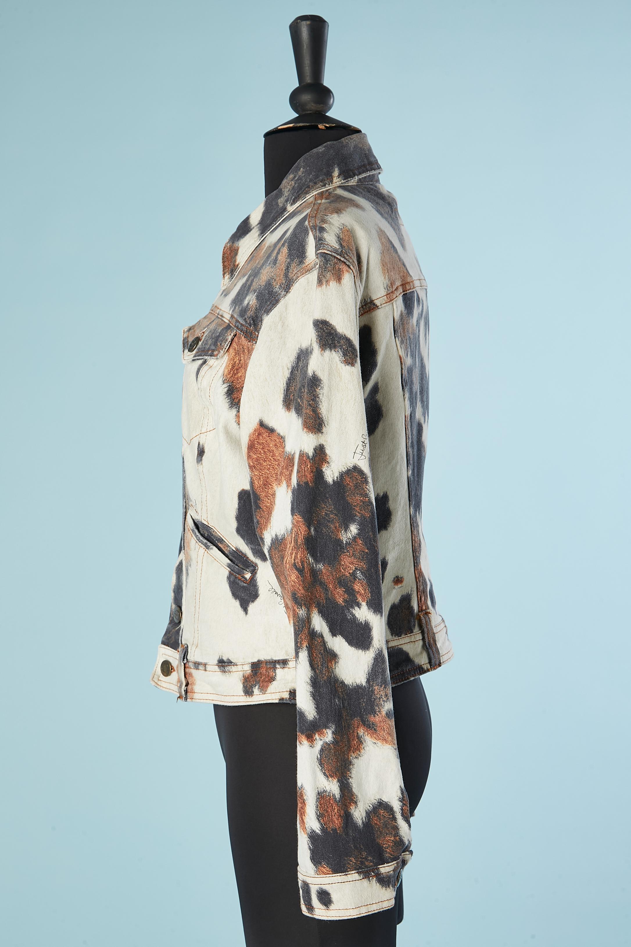 Giacca in cotone stampato con tessuto e bottoni firmati Just Cavalli in vendita 2