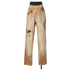 Printed cotton jean with printed suede application Roberto Cavalli 