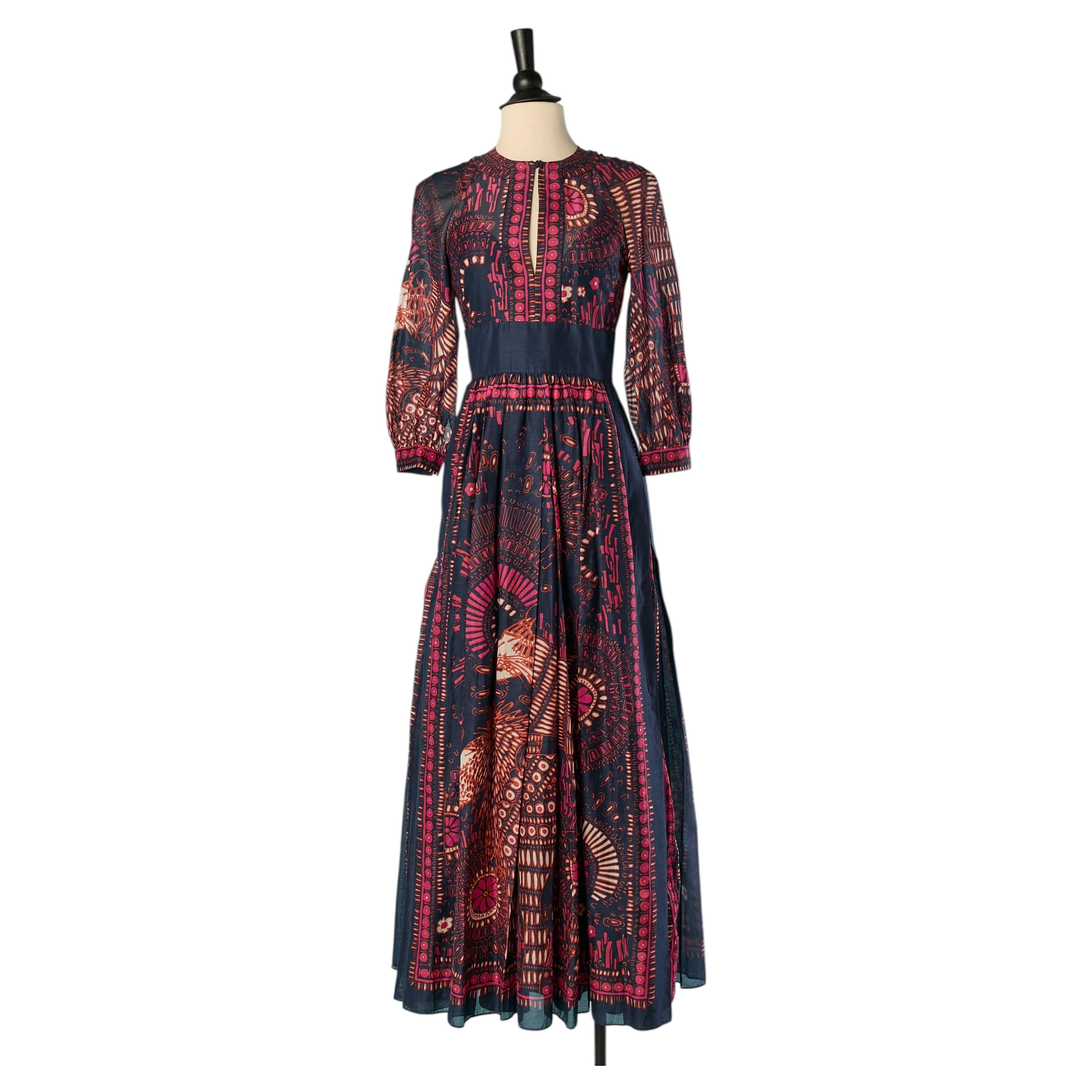 Robe longue en coton imprimé CHRISTIAN DIOR
