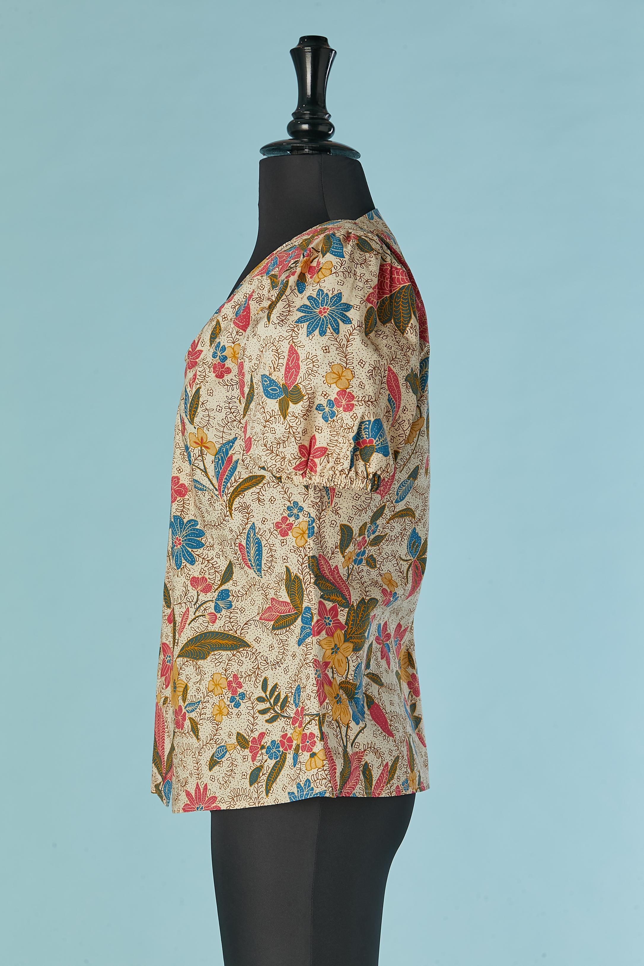 Printed cotton shirt with short sleeves Saint Laurent Rive Gauche In Excellent Condition For Sale In Saint-Ouen-Sur-Seine, FR