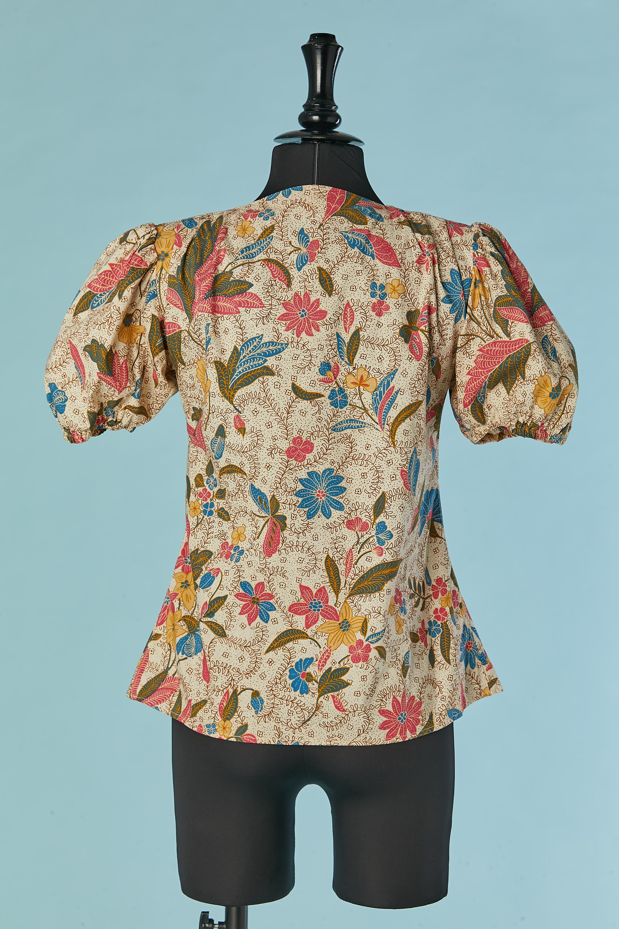 Women's Printed cotton shirt with short sleeves Saint Laurent Rive Gauche For Sale