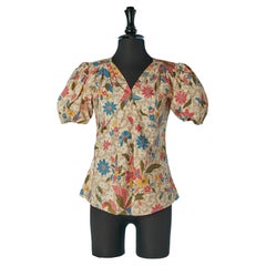 Printed cotton shirt with short sleeves Saint Laurent Rive Gauche