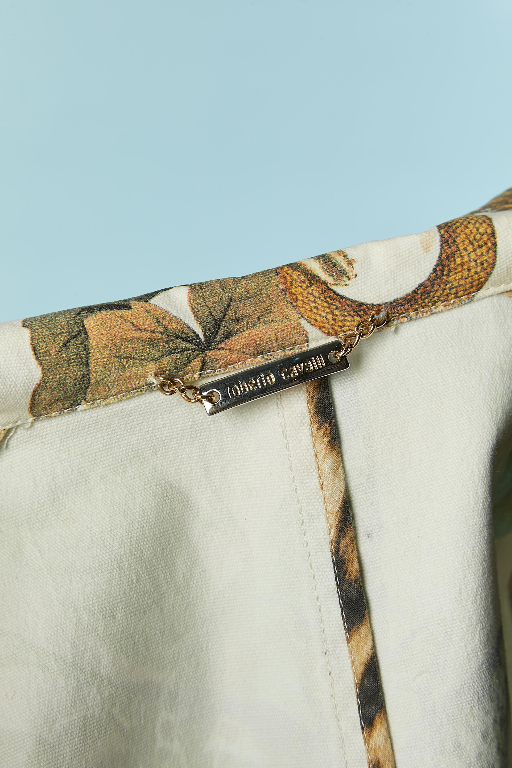 Giacca monopetto in cotone stampato con taschino Roberto Cavalli in vendita 8