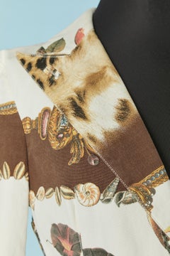 Printed cotton single-breasted jacket with pocket ROBERTO CAVALLI