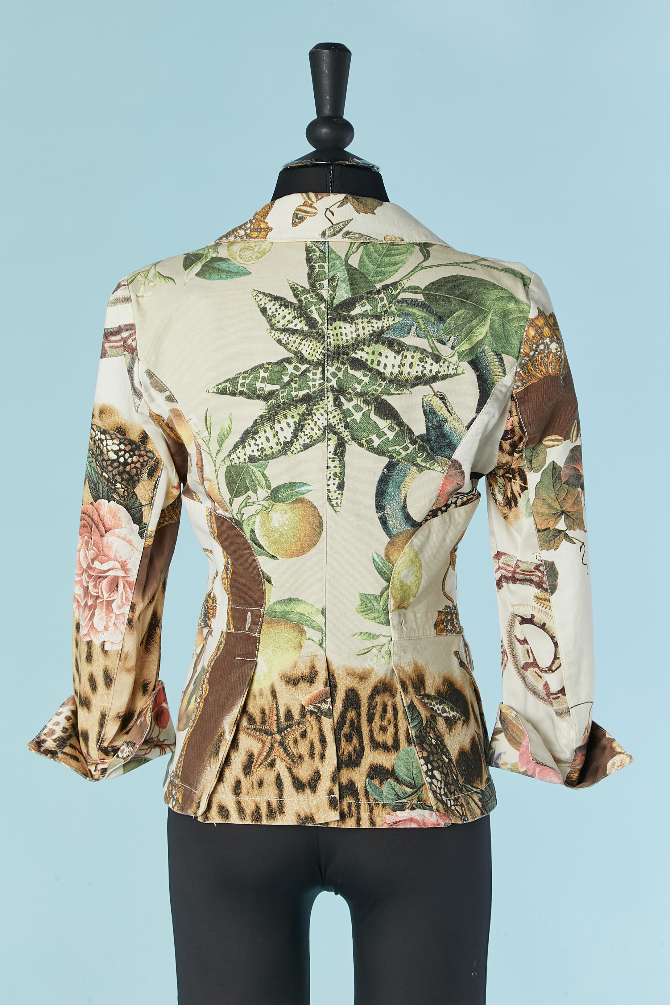 Giacca monopetto in cotone stampato con taschino Roberto Cavalli in vendita 2