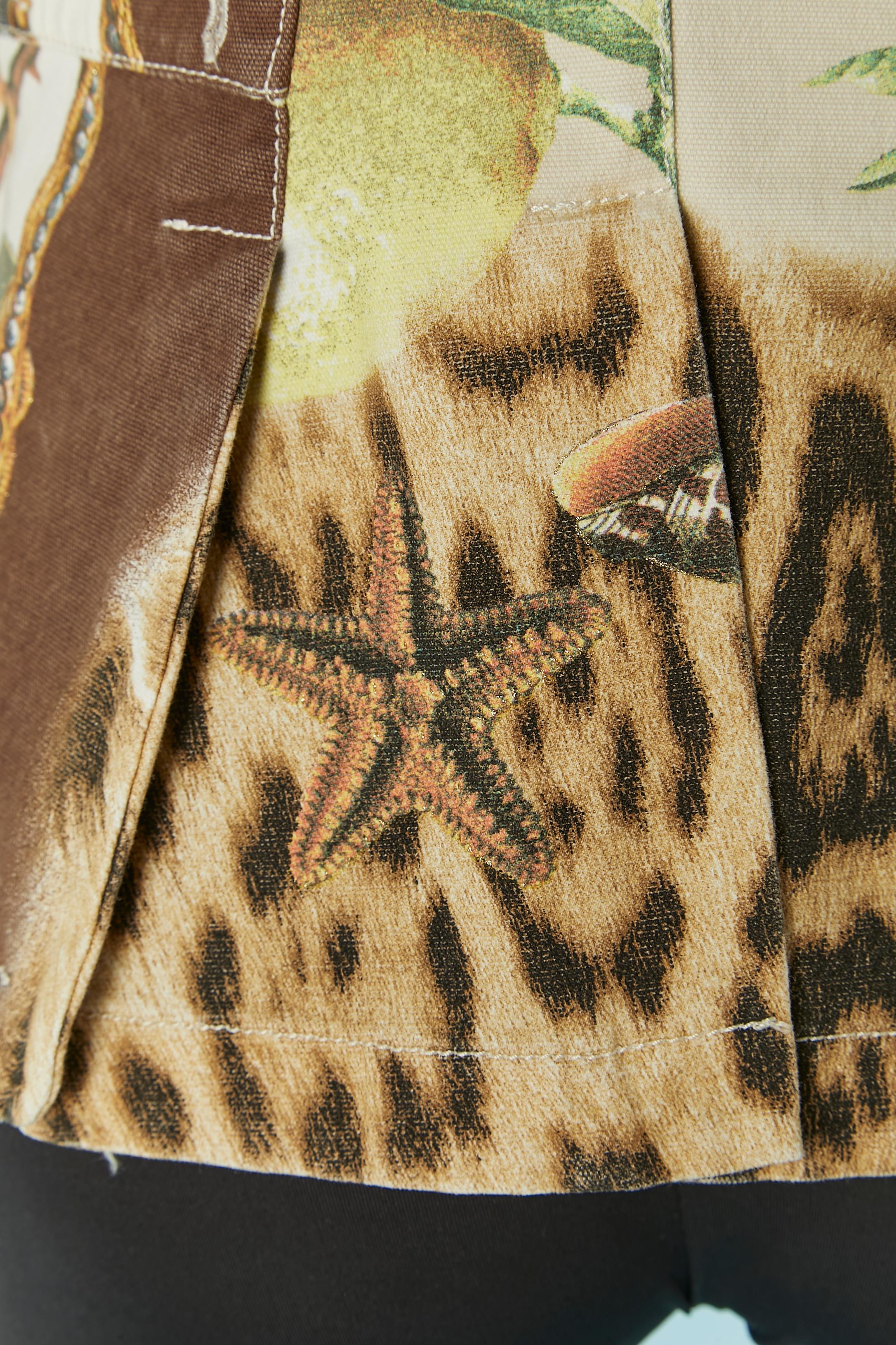 Giacca monopetto in cotone stampato con taschino Roberto Cavalli in vendita 3