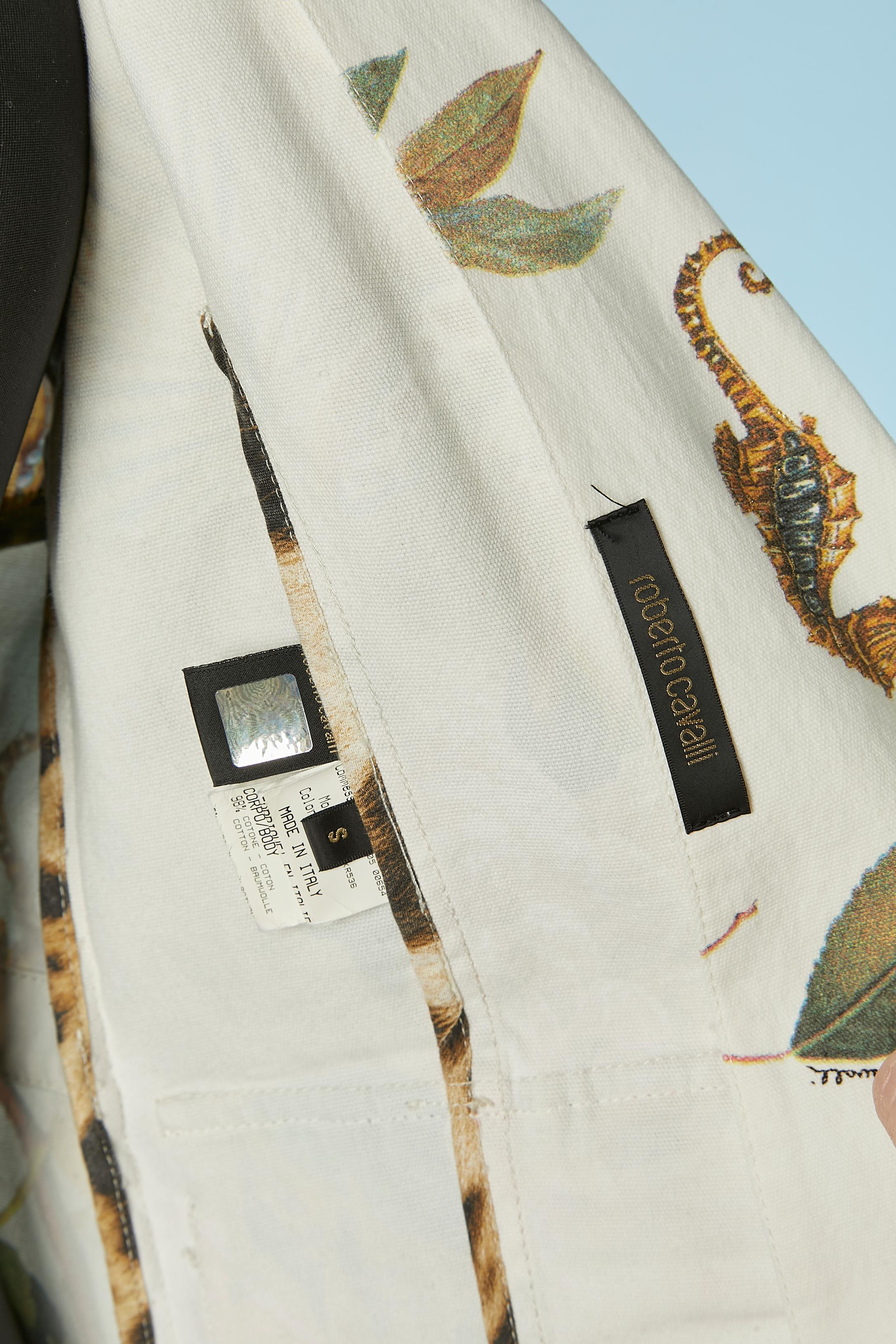 Giacca monopetto in cotone stampato con taschino Roberto Cavalli in vendita 4