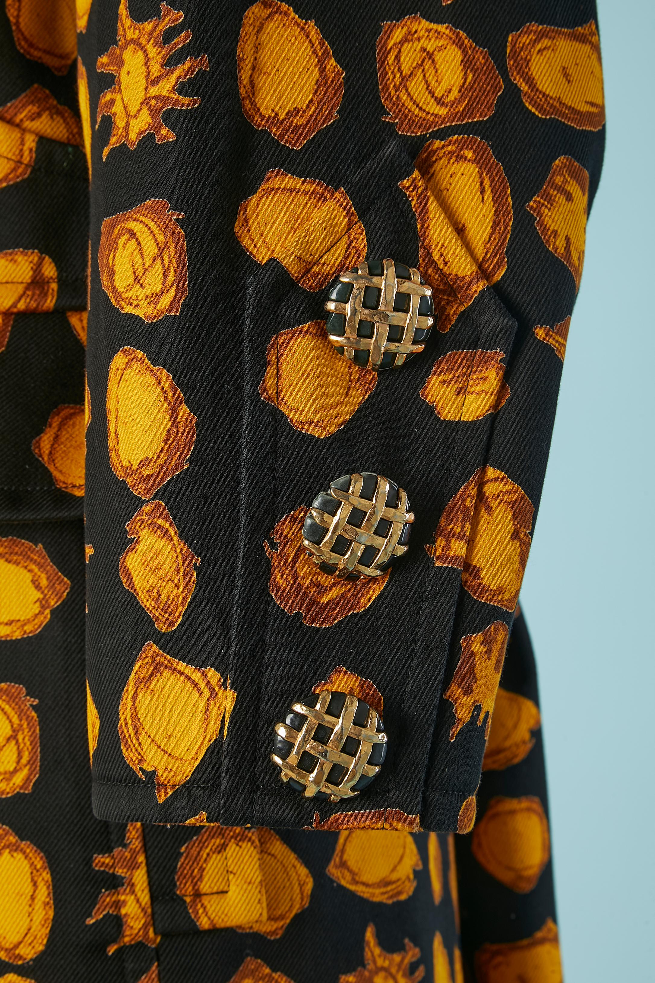 Tailleur jupe en coton imprimé avec bouton bijou CHRISTIAN LACROIX Pour femmes en vente