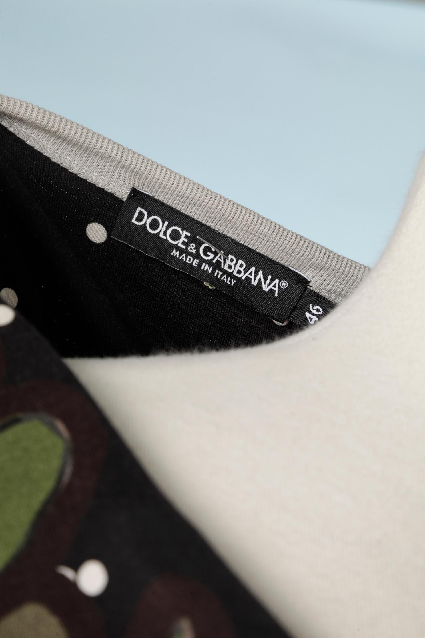 Camiseta de algodón estampada con cierre de 3 botones en la parte superior delantera Dolce & Gabbana en venta 2