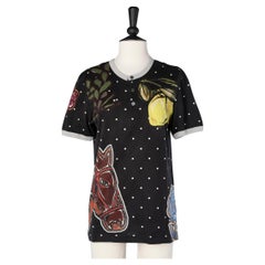 Printed cotton tee-shirt with 3 button closure on the top front Dolce & Gabbana