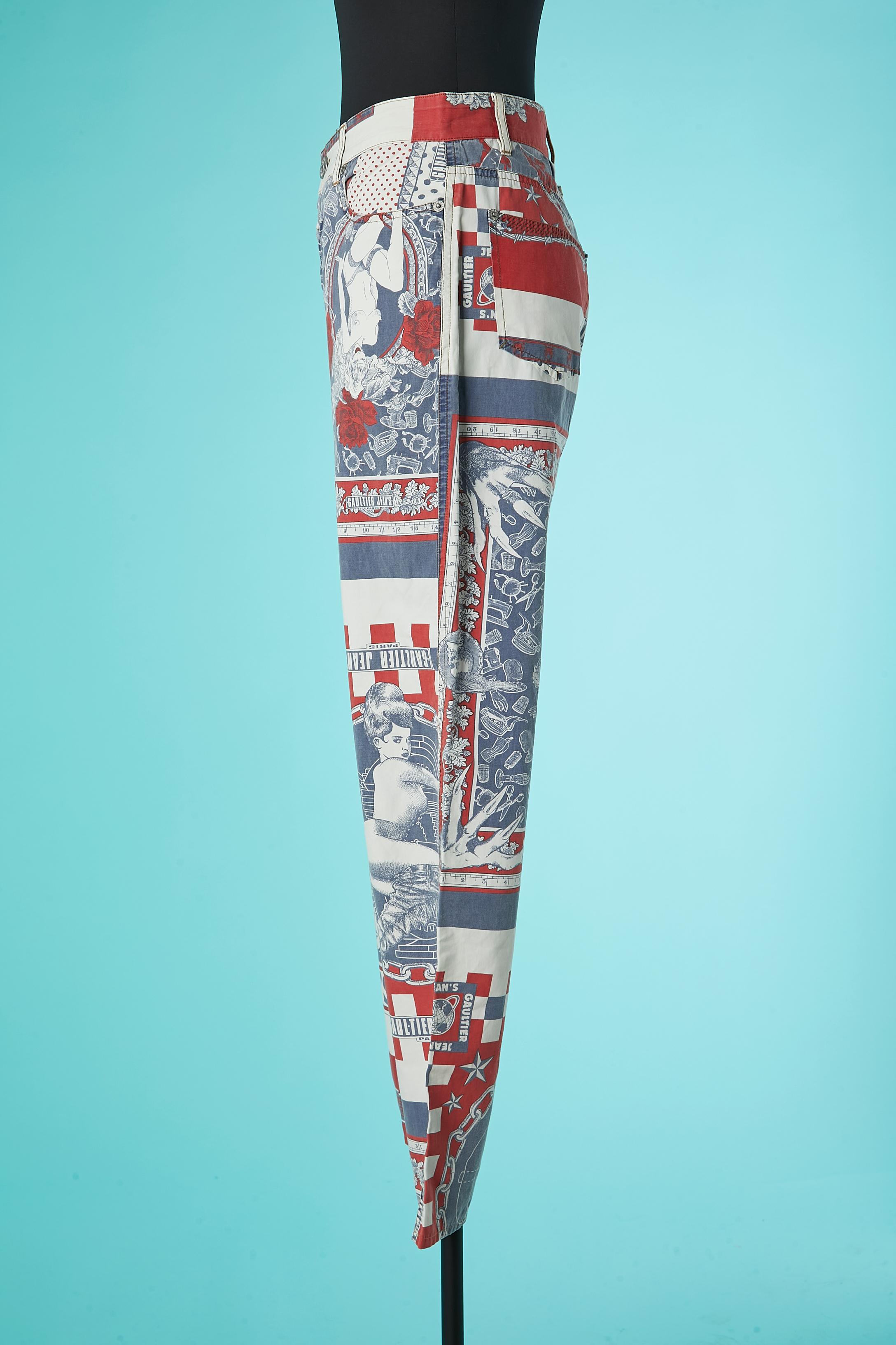 Pantalon en coton imprimé Gaultier Jeans  Excellent état - En vente à Saint-Ouen-Sur-Seine, FR